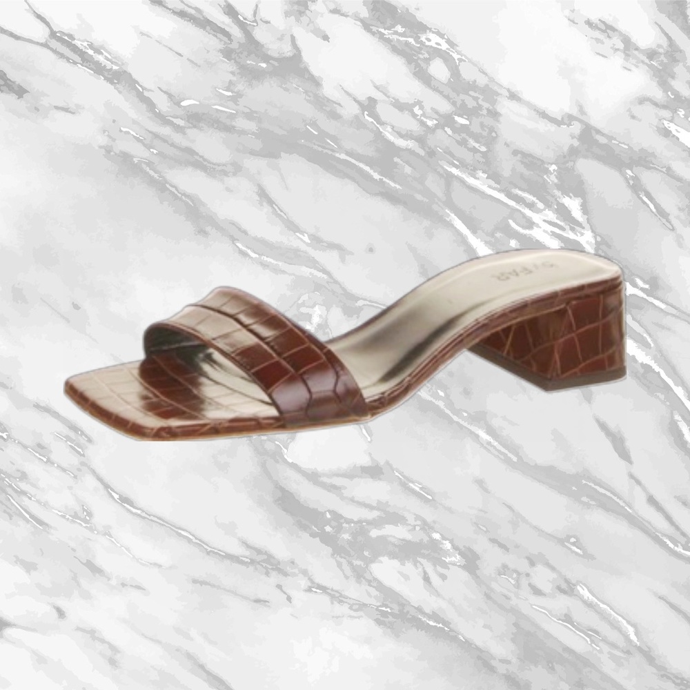 BY FAR Embossed Leather Slides